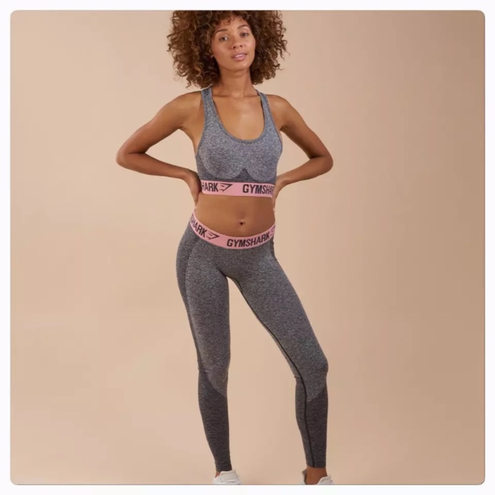NWT GYMSHARK FLEX LEGGINS Charcoal Grey/Pink XS